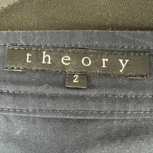 THEORY Navy Blue Short Sleeve Scoop Neck Button Jacket with Pockets Size 2 - Picture 9 of 11